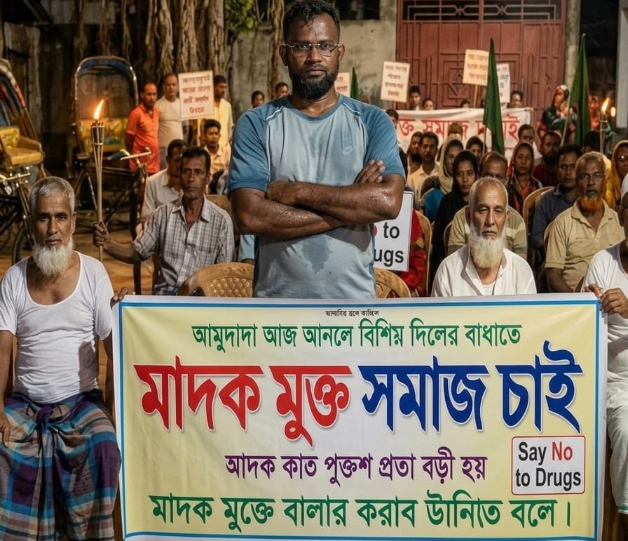মাদকের বিরুদ্ধে সামাজিক প্রতিরোধ উত্তর ধনাইতরী গ্রামবাসীর